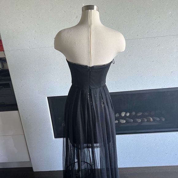 BCBG elegant black dress with sheer overlay - Picture 2 of 3